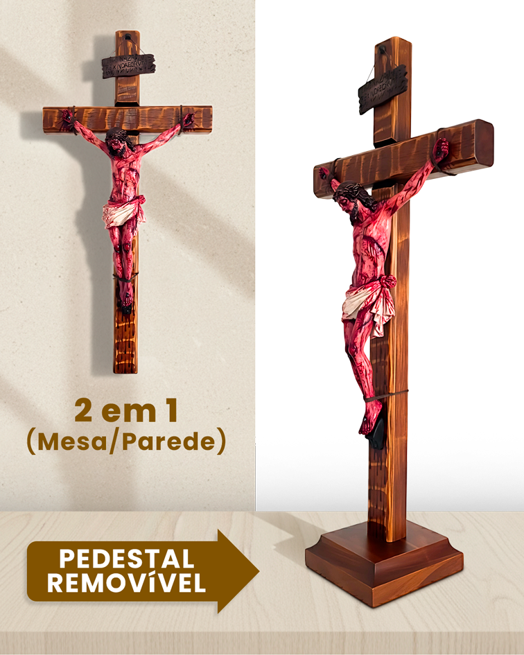 Crucifixo Realista "Vitória na Cruz" (Mesa/Parede)
