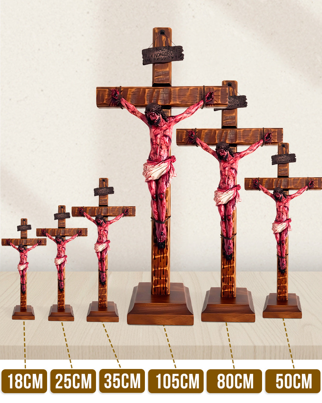 Crucifixo Realista "Vitória na Cruz" (Mesa/Parede)
