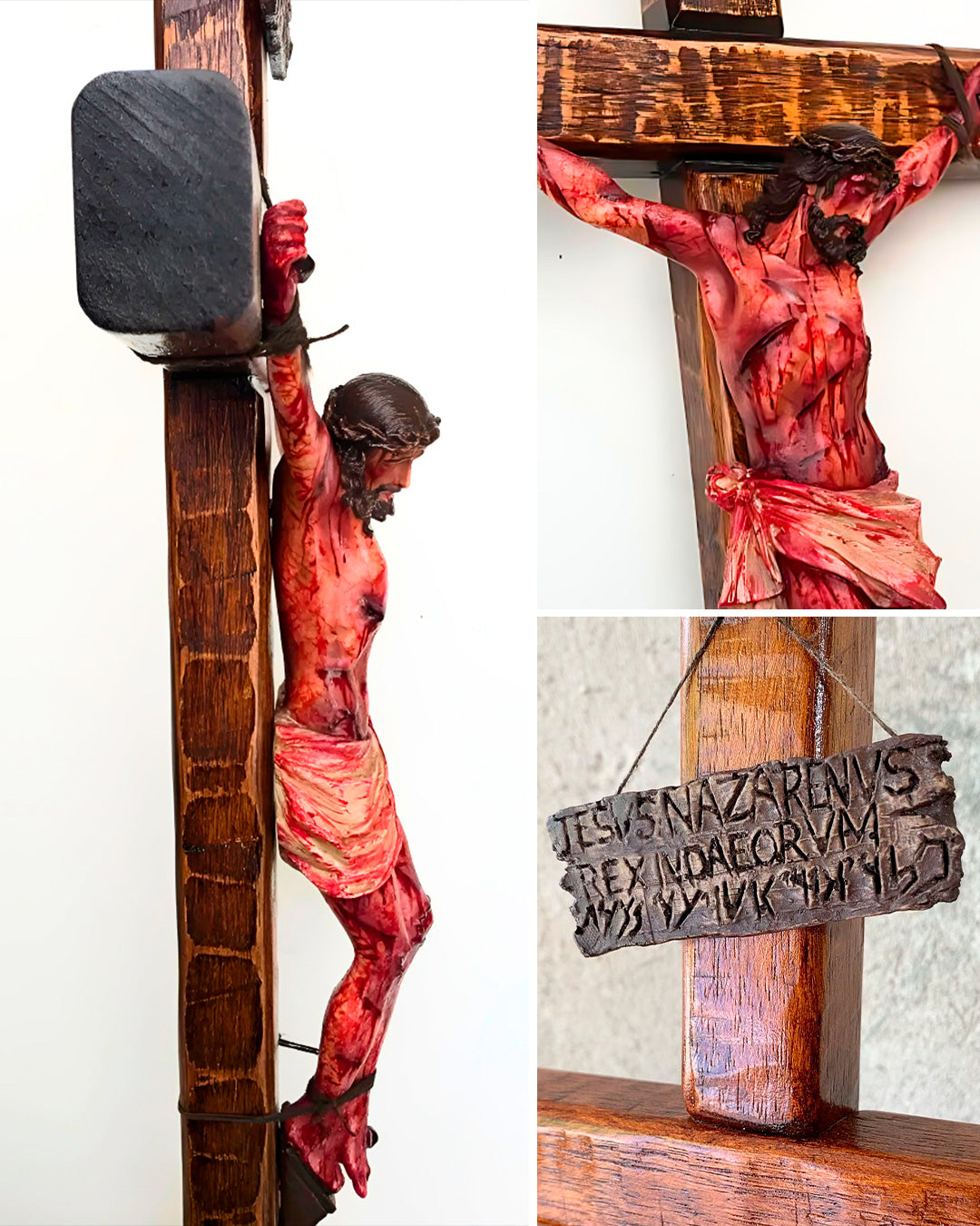 Crucifixo Realista "Vitória na Cruz" (Mesa/Parede)