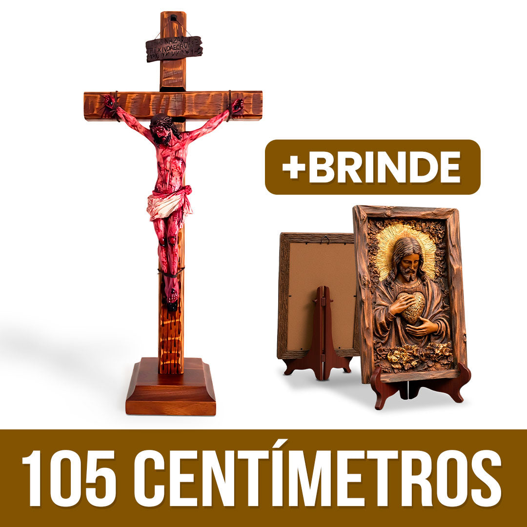 Crucifixo Realista "Vitória na Cruz" (Mesa/Parede)