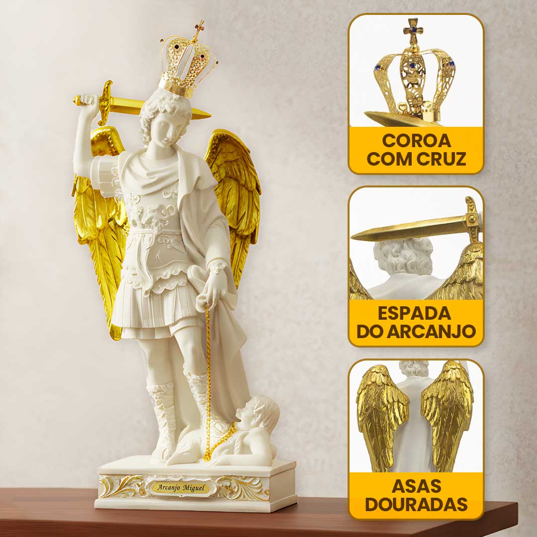 São Miguel Arcanjo - Monte Gargano® (Pintura Artesanal Dourado/Bronze)