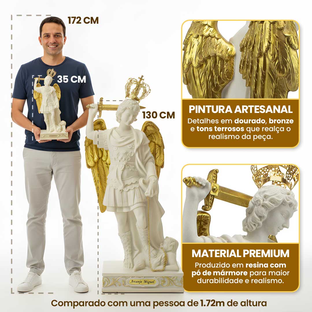 São Miguel Arcanjo - Monte Gargano® (Pintura Artesanal Dourado/Bronze)