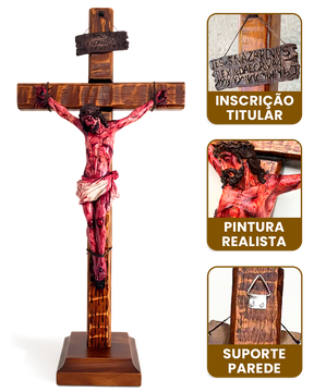 Crucifixo Realista "Vitória na Cruz" (Mesa/Parede)