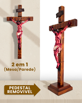 Crucifixo Realista "Vitória na Cruz" (Mesa/Parede)
