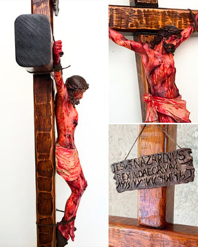 Crucifixo Realista "Vitória na Cruz" (Mesa/Parede)